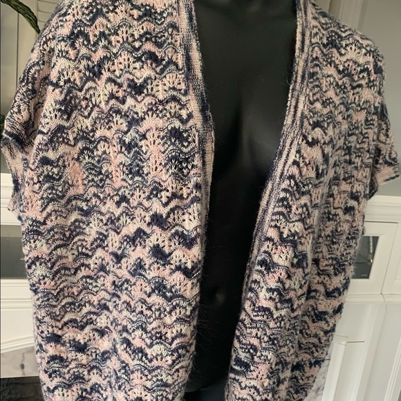 Motherhood maternity cardigan cozy pink blue oversized short sleeve sweater OS - Picture 4 of 7